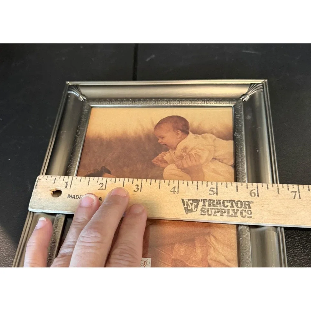 DAX Photo Frame Silver Set of 2 Ornate Corner Tabletop Decor‎ 6.5 x 4.5 Vintage